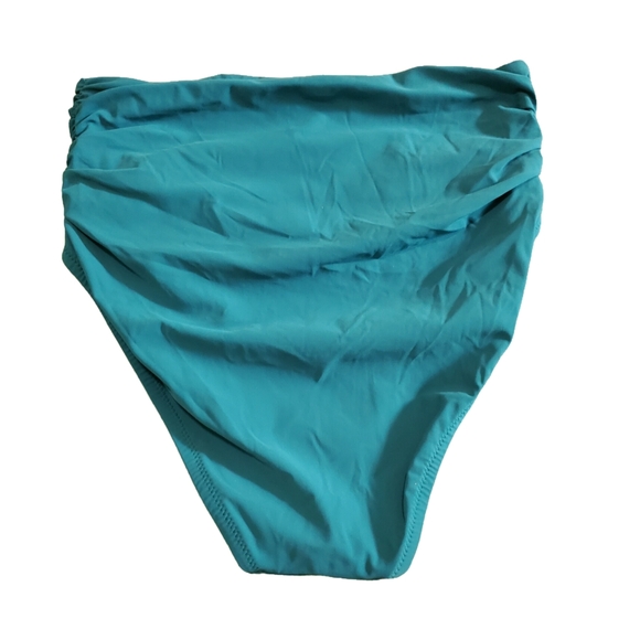 Profile By Gottex Tutti Frutti High Waist Ruched Bikini Bottom 6 Teal - Picture 7 of 7